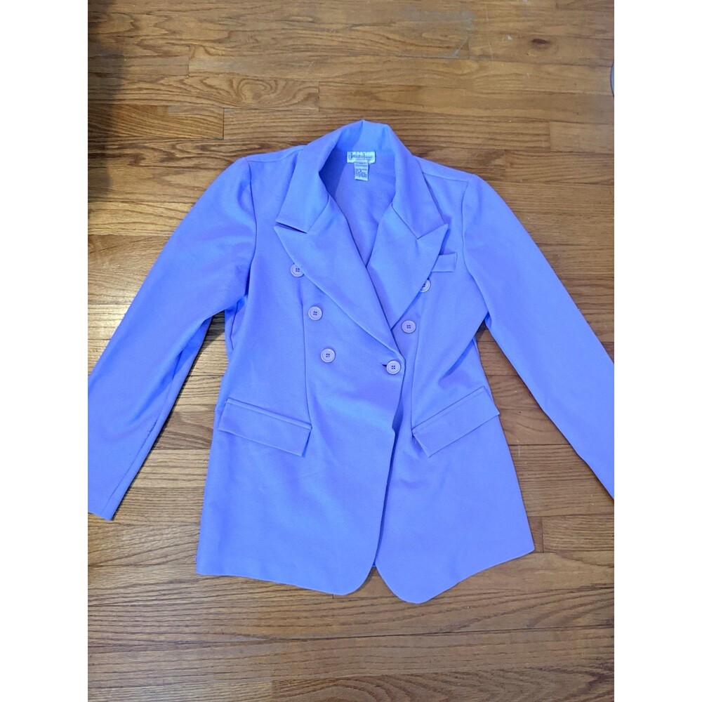 Jennifer James Women’s Size 8 Purple Solid Double-Breasted Notch Lapel Blazer